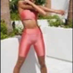 All Access High Waisted Center Stage Biker Short in Papaya Shine